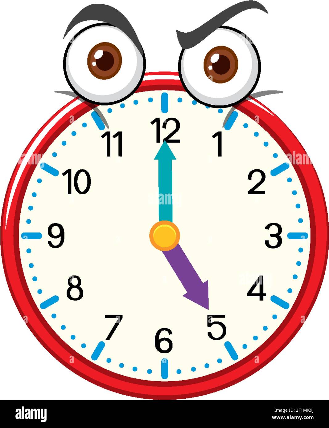 Clock cartoon character with facial expression illustration Stock