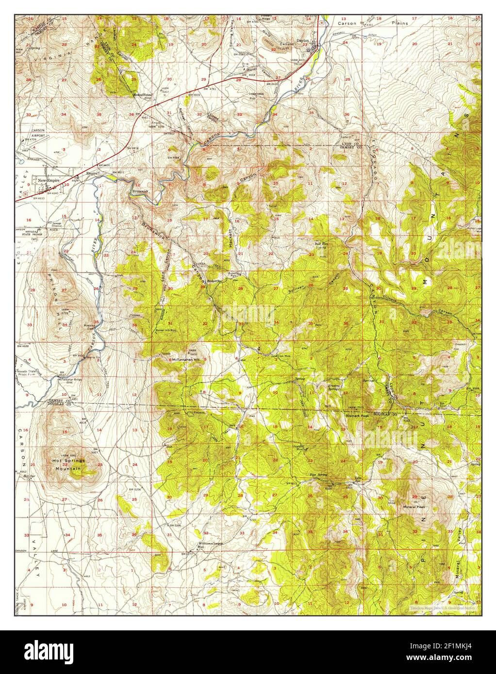 Dayton, Nevada, map 1956, 162500, United States of America by Timeless