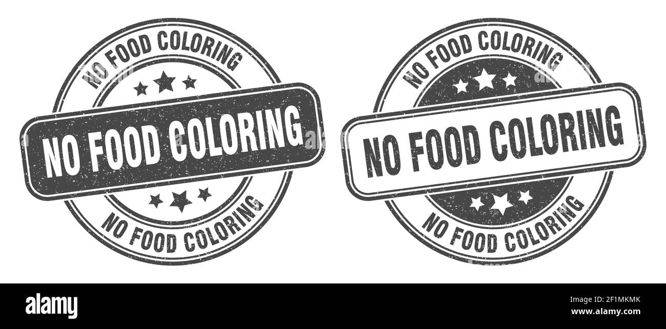 no food coloring stamp. no food coloring sign. round grunge label Stock