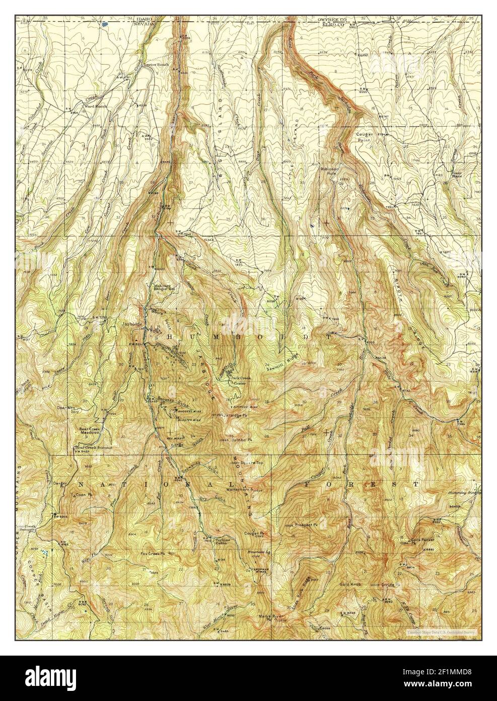 Jarbidge, Nevada, map 1945, 1:62500, United States of America by Timeless Maps, data U.S. Geological Survey Stock Photo