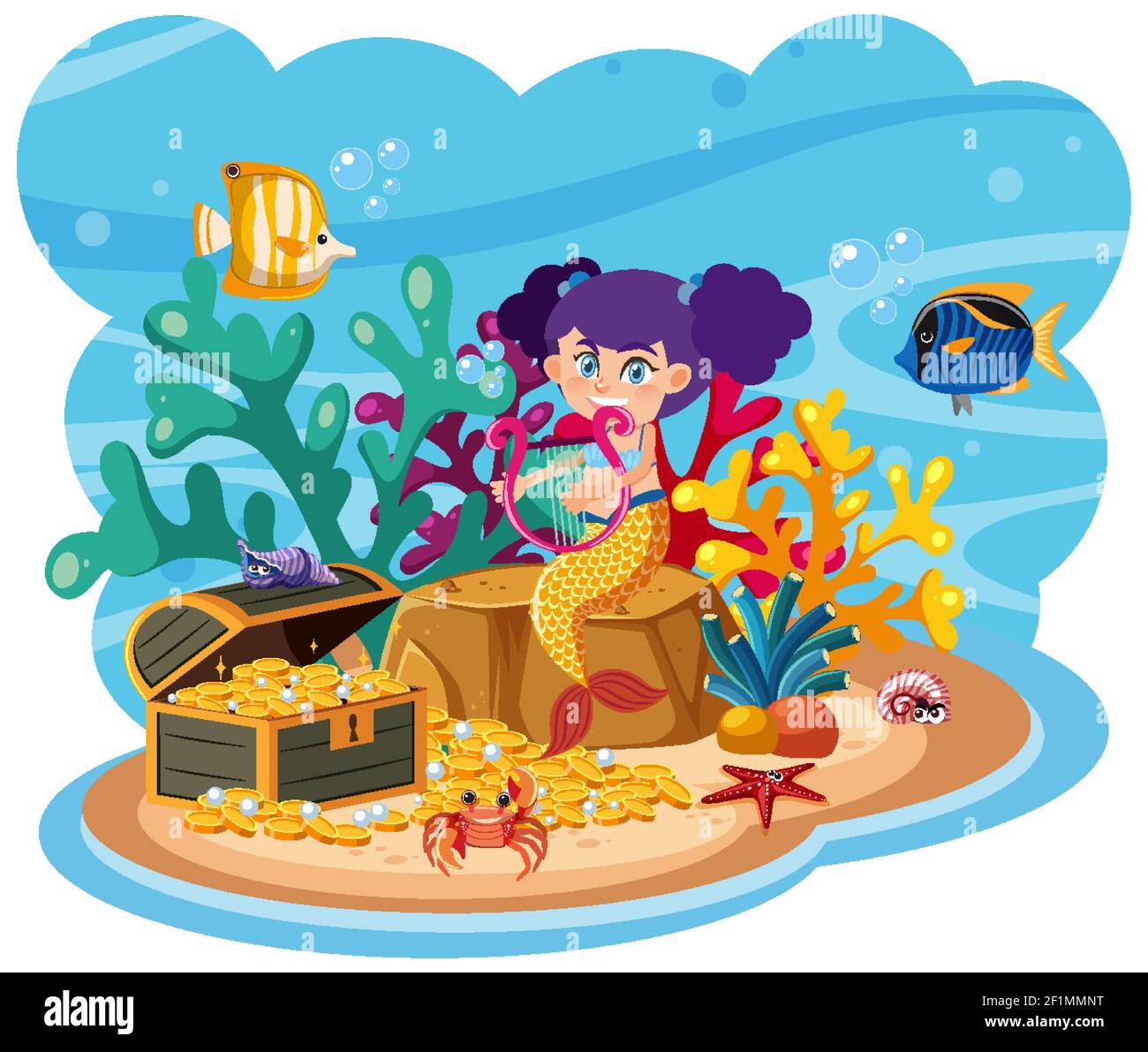 Mermaid in underwater world illustration Stock Vector