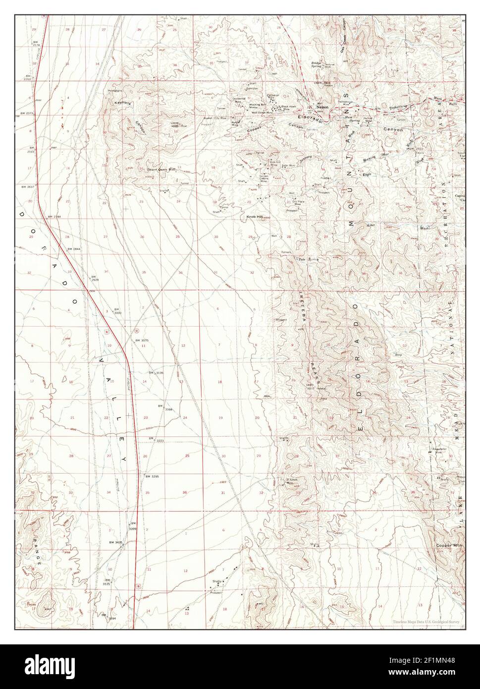 Nelson, Nevada, map 1958, 162500, United States of America by Timeless