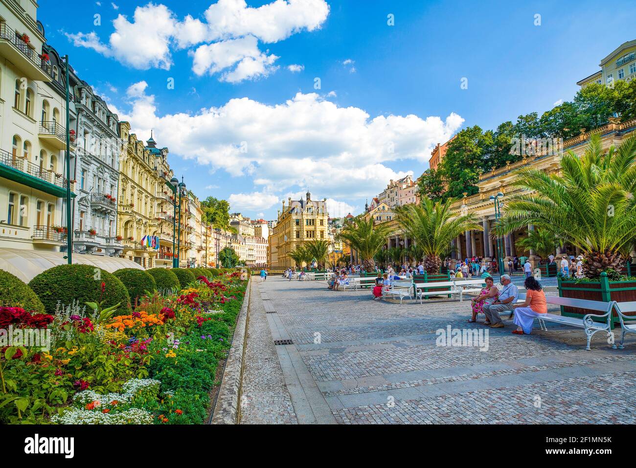 Karlovy Vary, Czech republic - July 18, 2016: Promenade street in Karlovy Vary, Czech republic, July 18, 2016 Stock Photo