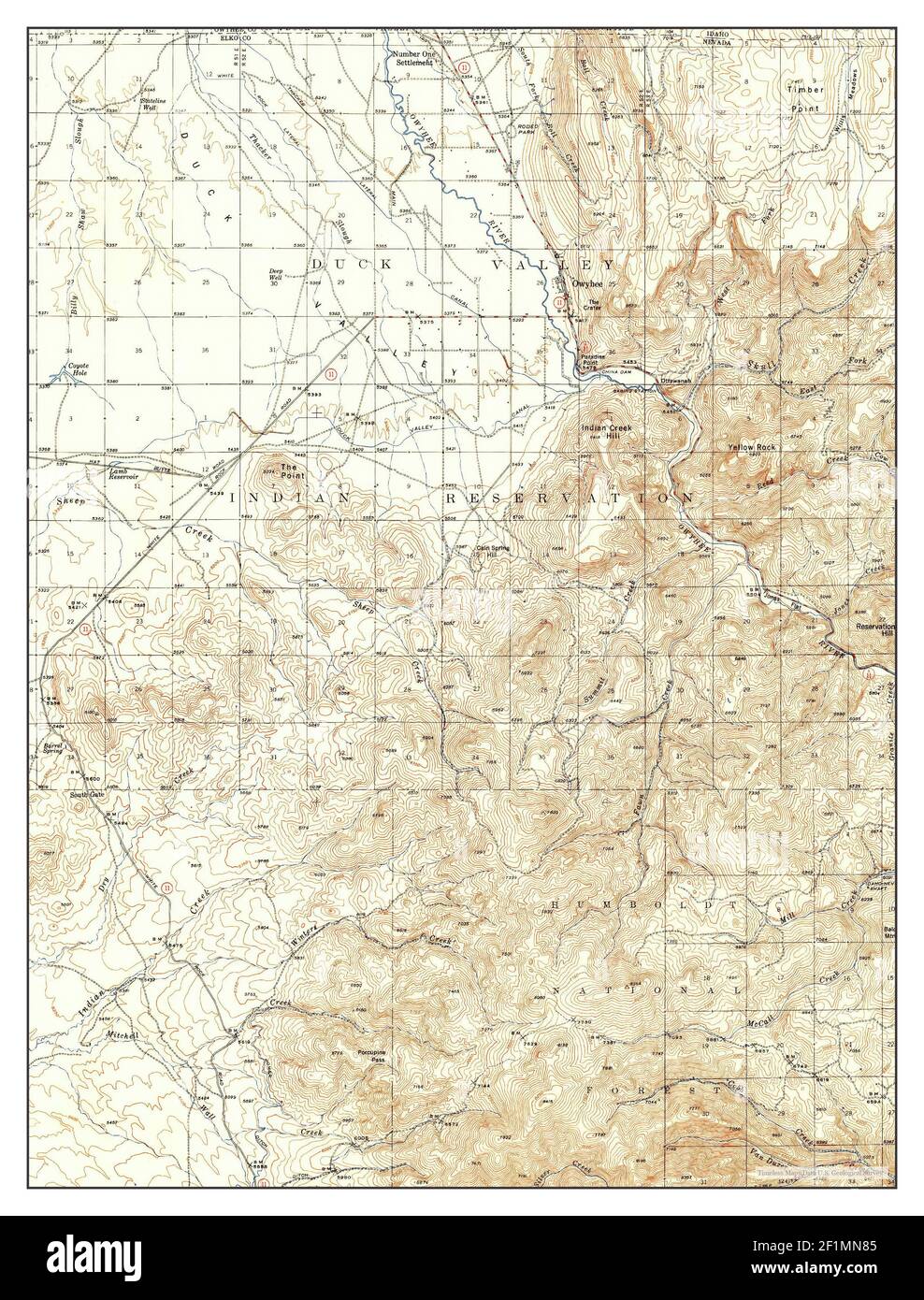 Owyhee, Nevada, map 1942, 162500, United States of America by Timeless