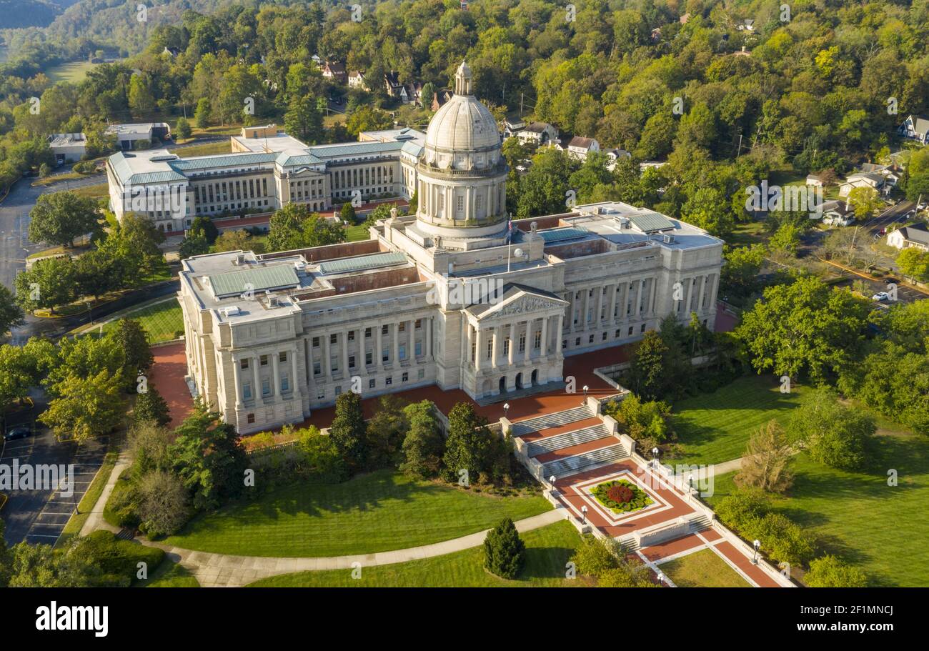 Aerial View Isolated on the State Capital Capitol Building Frankfort ...