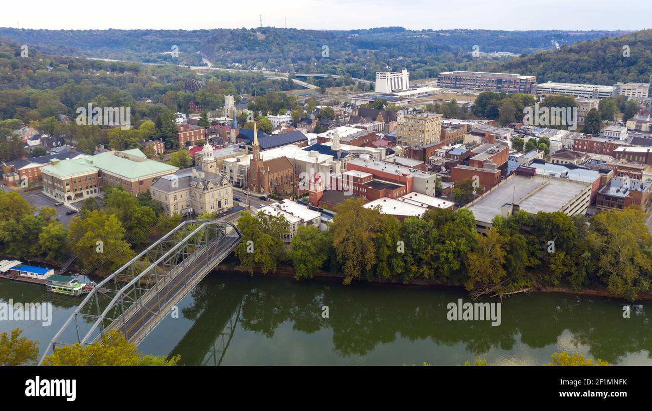Aerial View Isolated on the State Capital City Downtown Frankfort