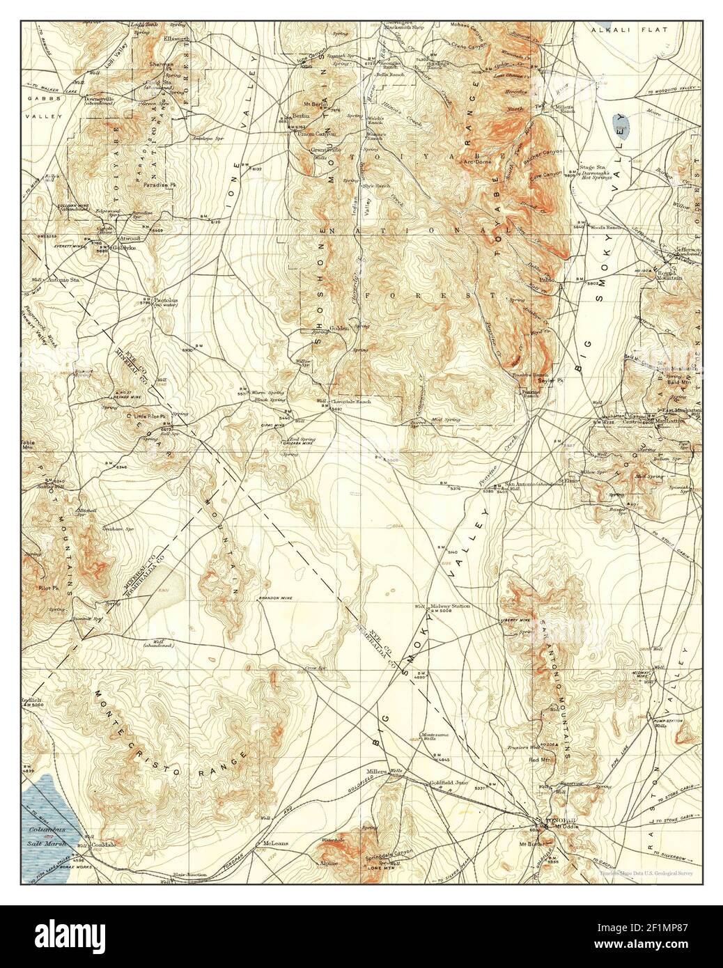 Tonopah, Nevada, map 1907, 1250000, United States of America by