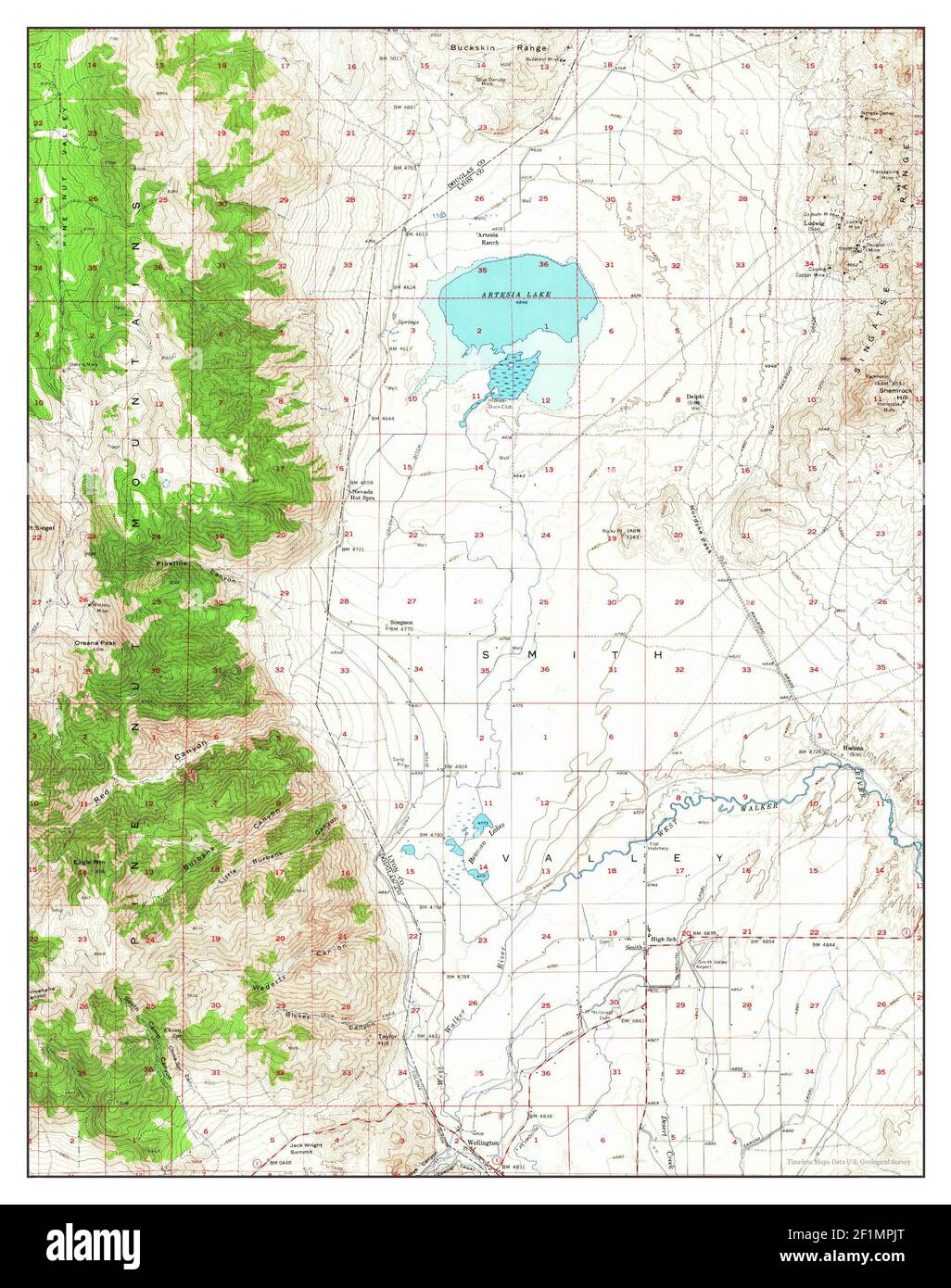 Wellington, Nevada, map 1957, 162500, United States of America by