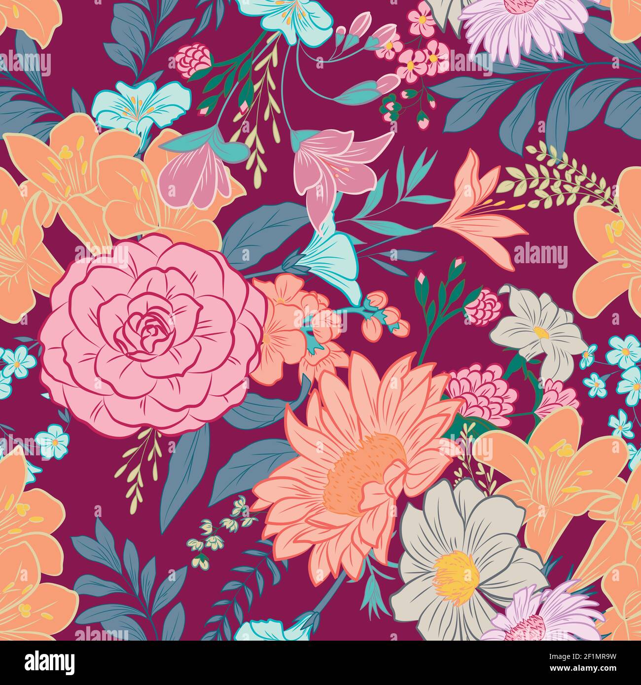 Classic wallpaper vintage flower pattern background Stock Vector Image