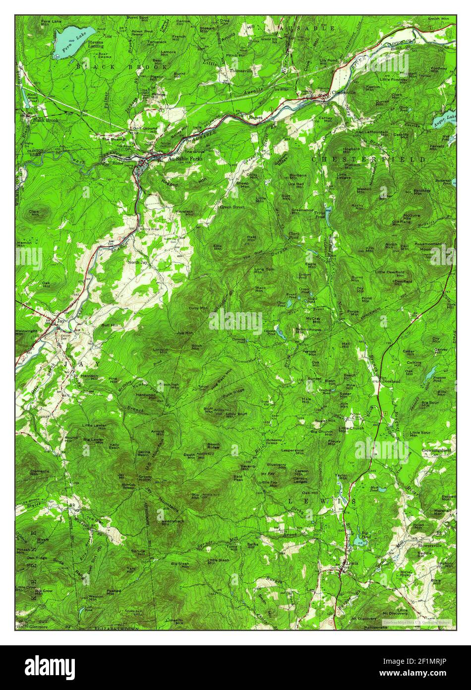 Au Sable Forks, New York, map 1953, 162500, United States of America