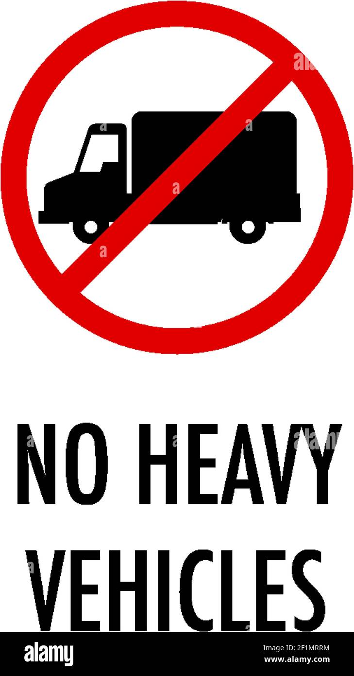 No heavy vehicles sign on white background illustration Stock Vector