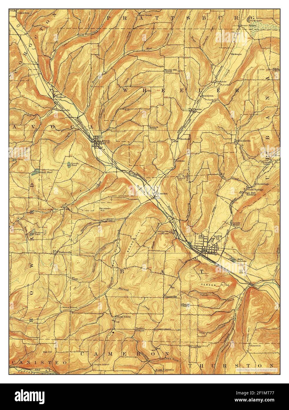 Bath, New York, map 1910, 162500, United States of America by Timeless
