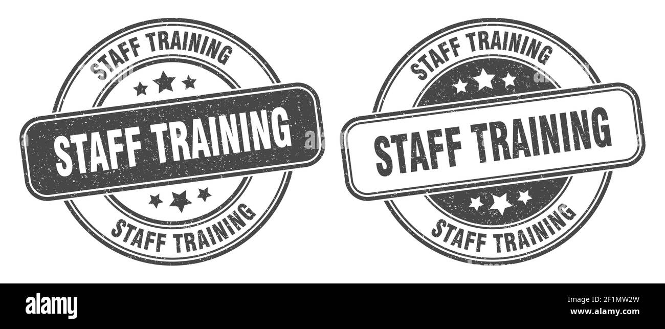 staff training stamp. staff training sign. round grunge label Stock ...