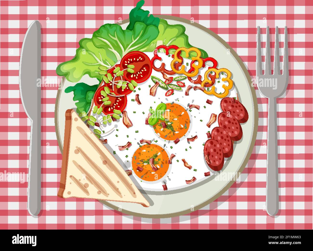 Top view of breakfast on the table illustration Stock Vector Image ...