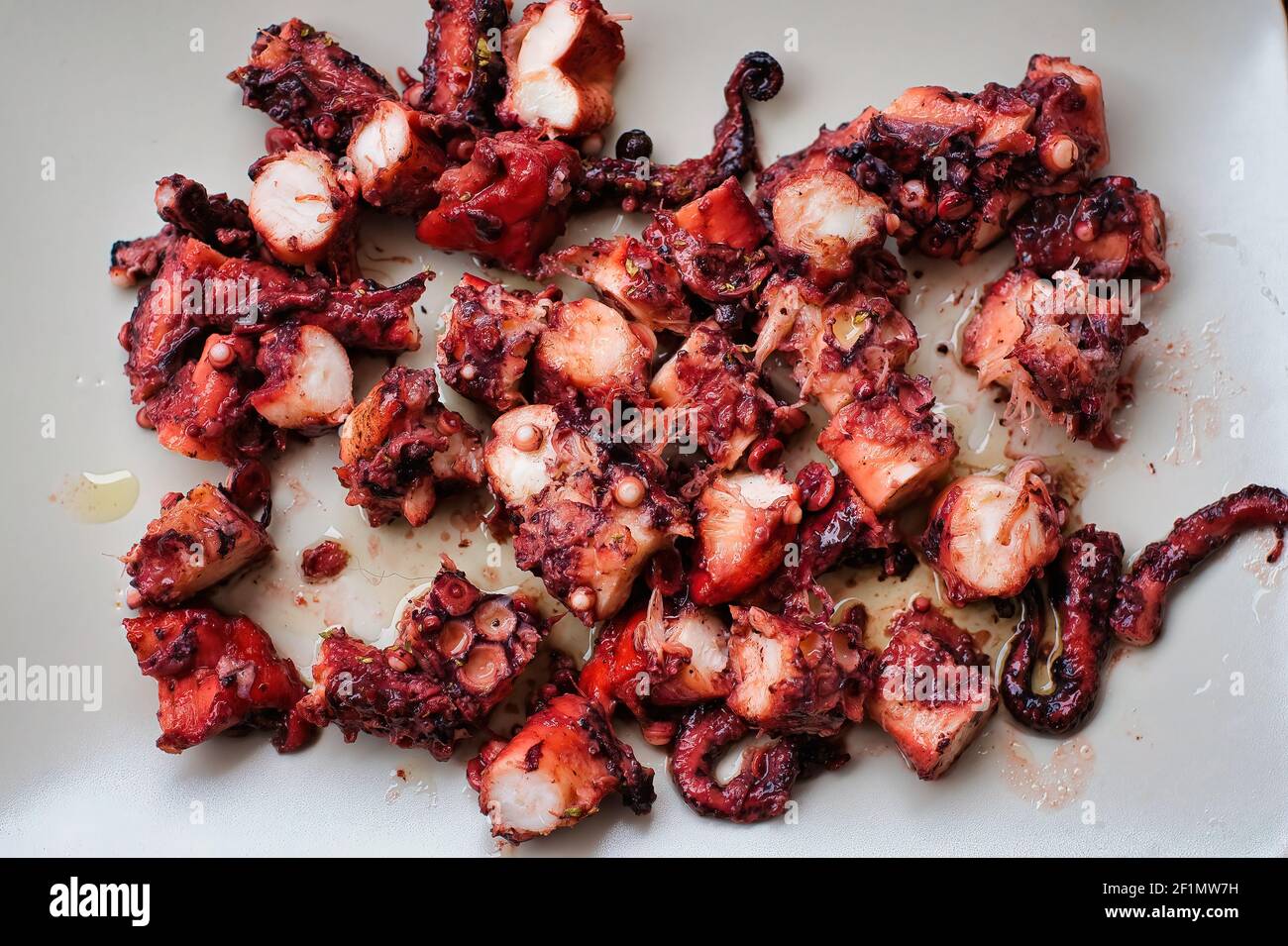 Octopus vinegar. Greek traditional cooking,Greek tavern Stock Photo Alamy