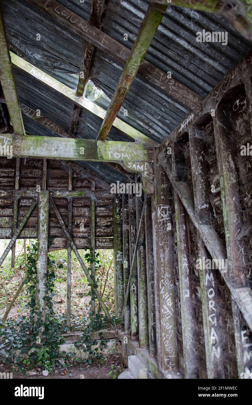 inside an old boathouse at Arundel, West Sussex Stock Photo