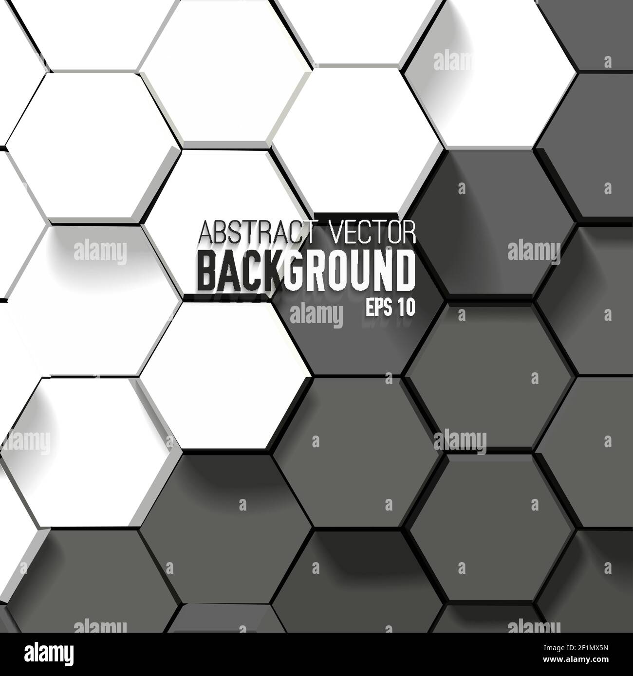 Abstract scientific background with 3d gray and white hexagons in shape ...