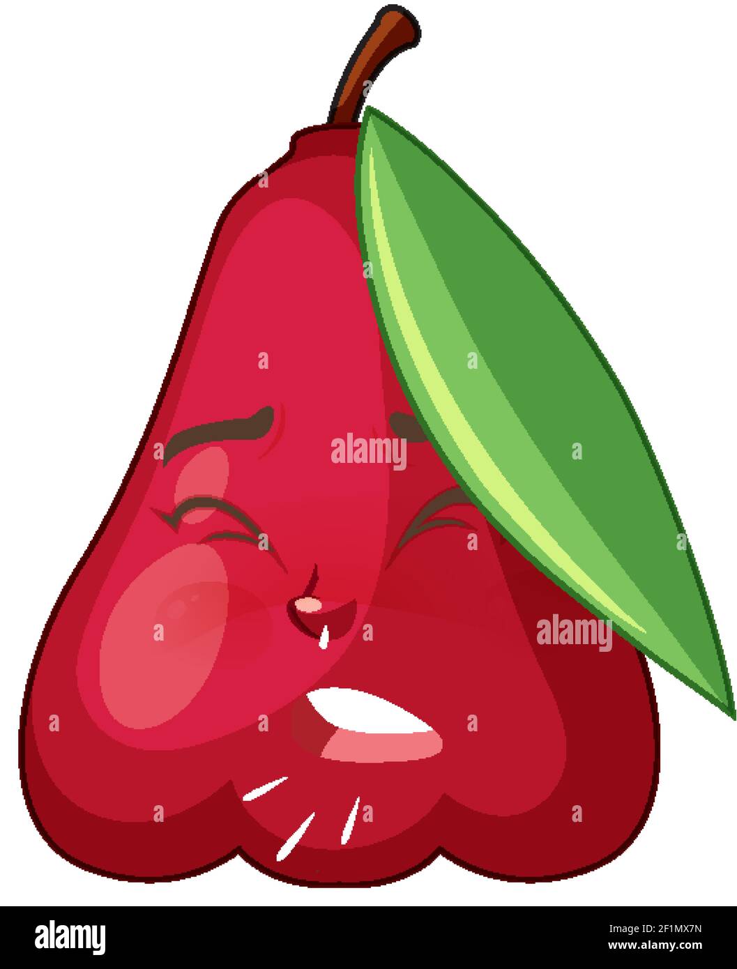 Rose apple cartoon character with facial expression illustration Stock