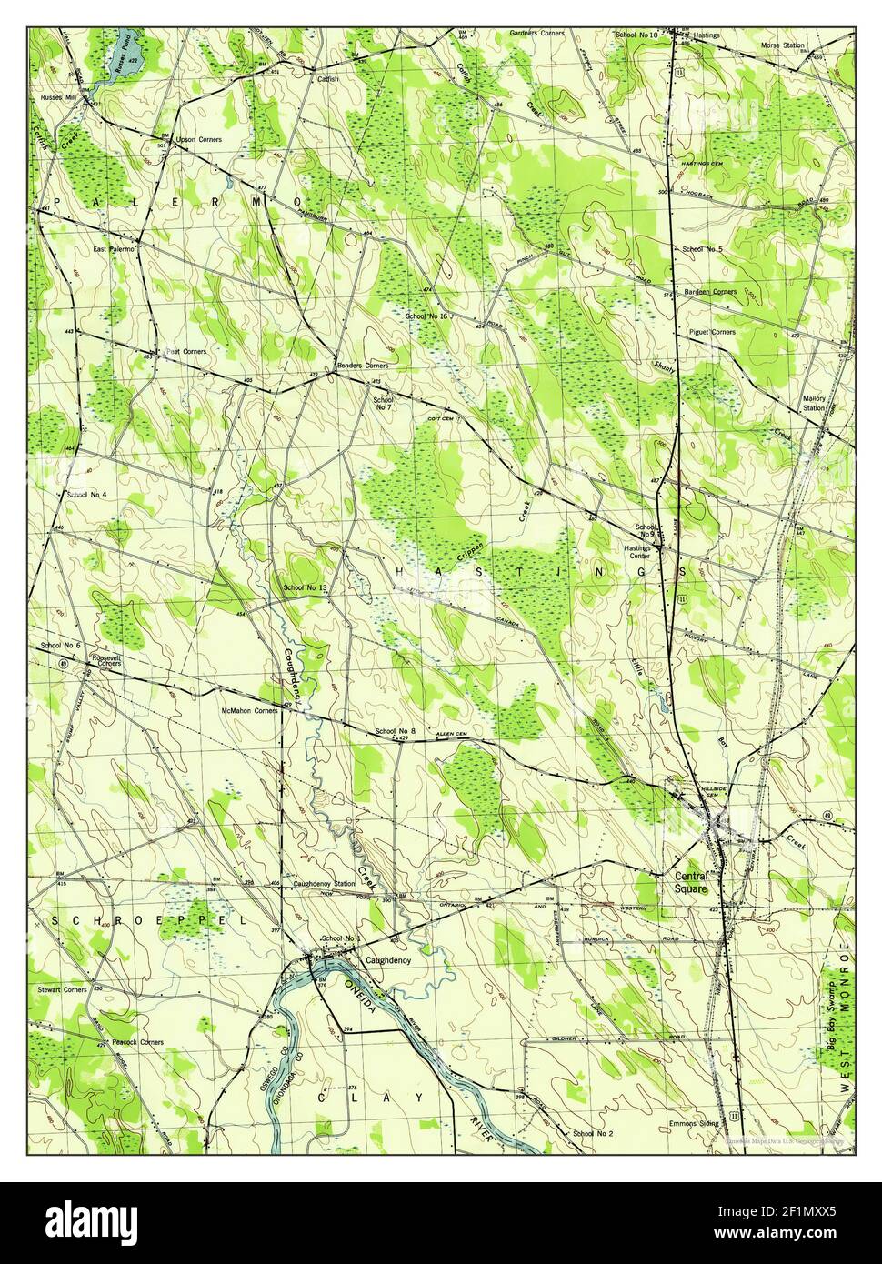 Central Square, New York, map 1943, 131680, United States of America