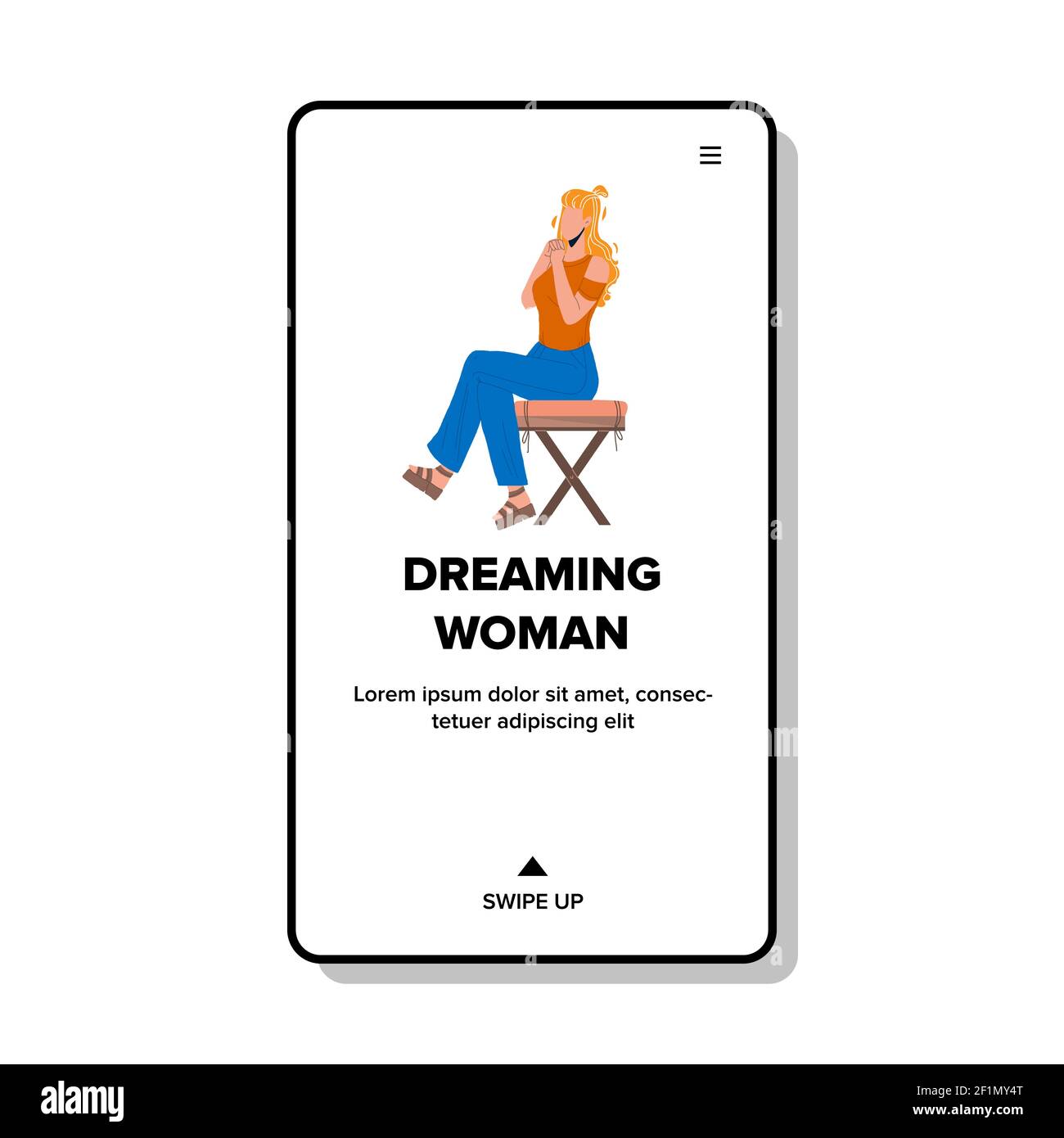 Dreaming Woman Sitting On Chair And Relax Vector Stock Vector Image