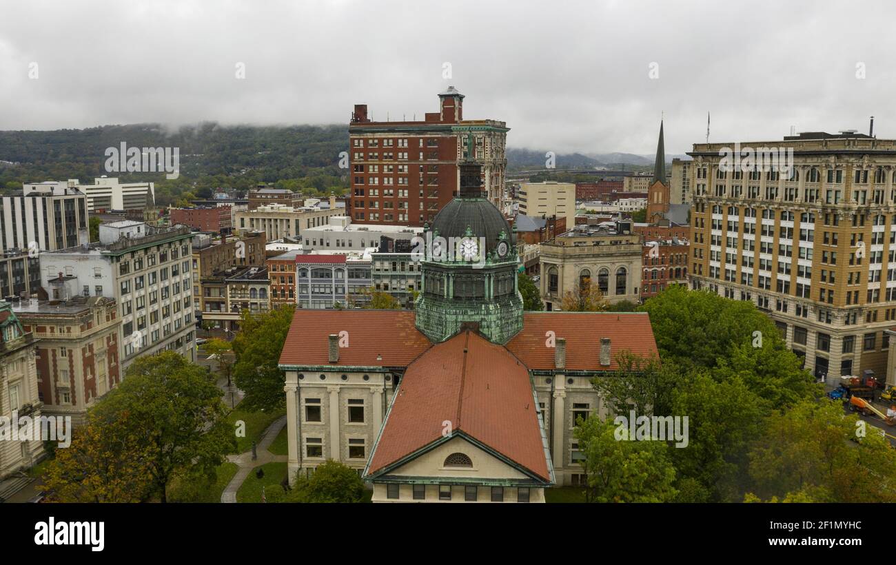 Aerial View Cloudy Overcast Day Downtown Urban Core Binghamton New York ...