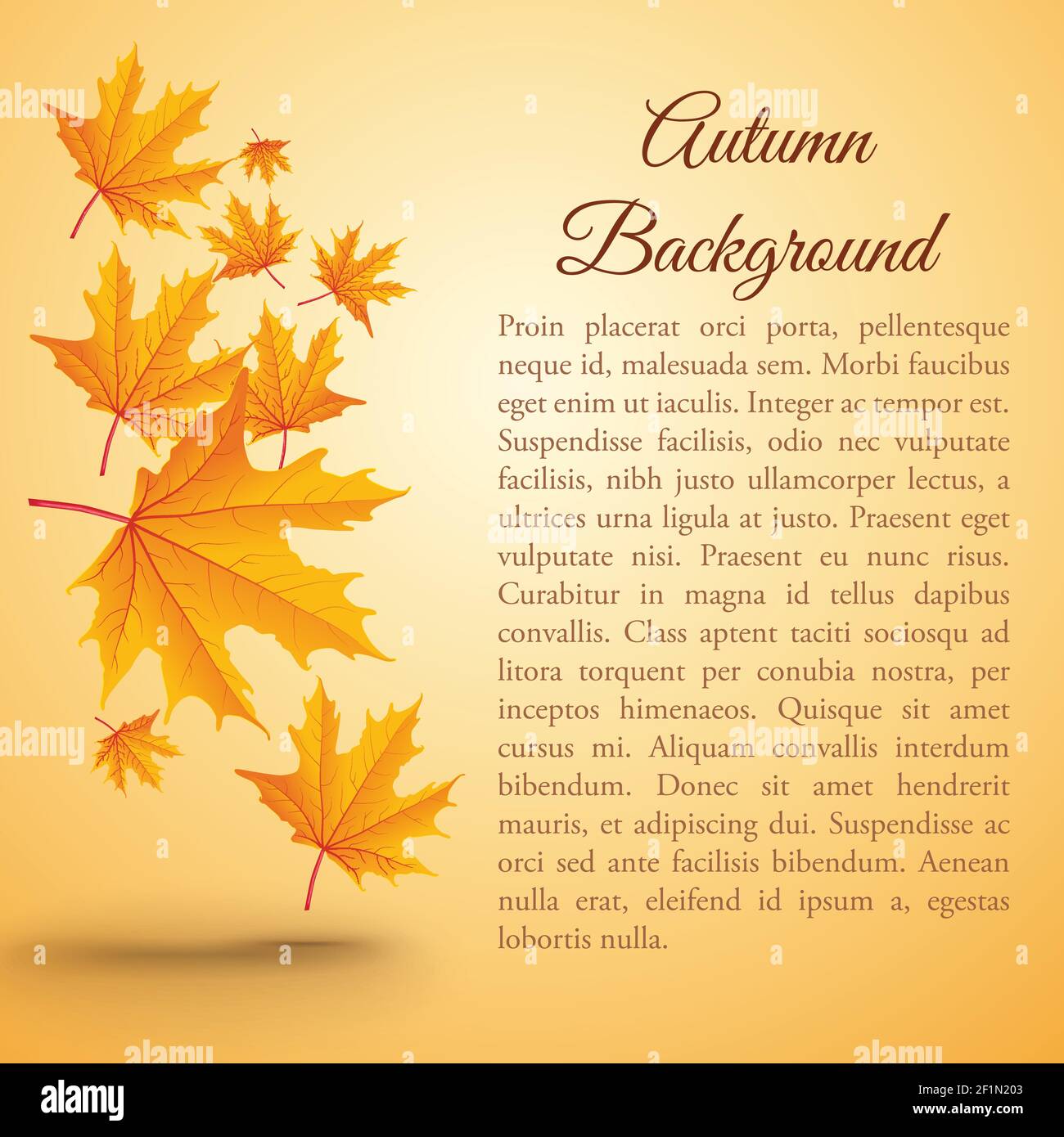 Natural autumn realistic poster with text and falling orange maple ...