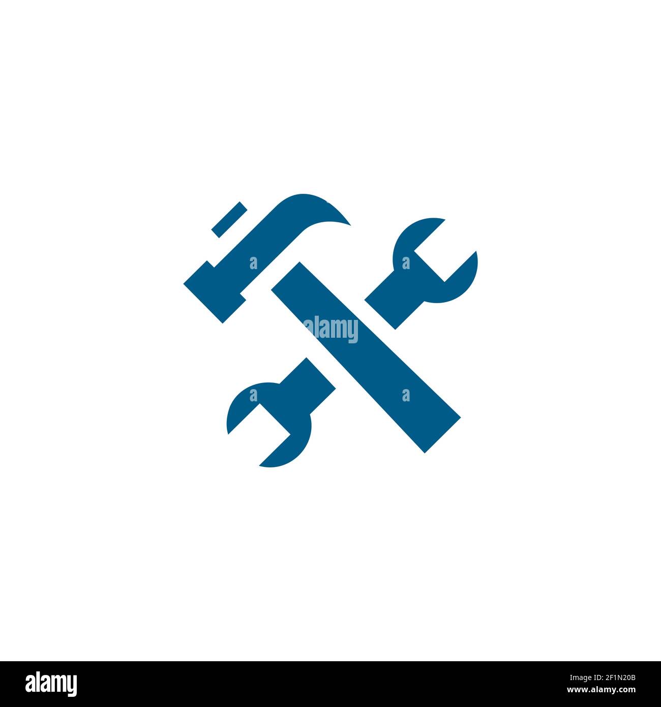 Hammer And Wrench Blue Icon On White Background. Blue Flat Style Vector Illustration. Stock Vector