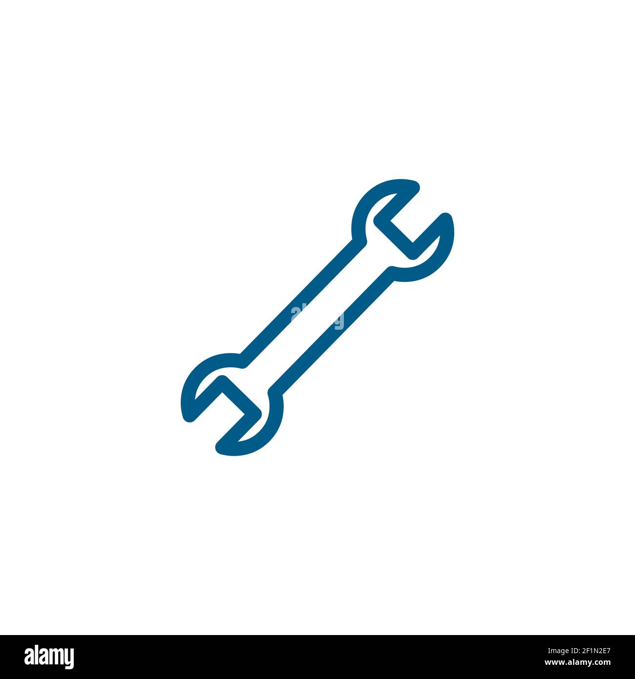Wrench Line Blue Icon On White Background. Blue Flat Style Vector ...