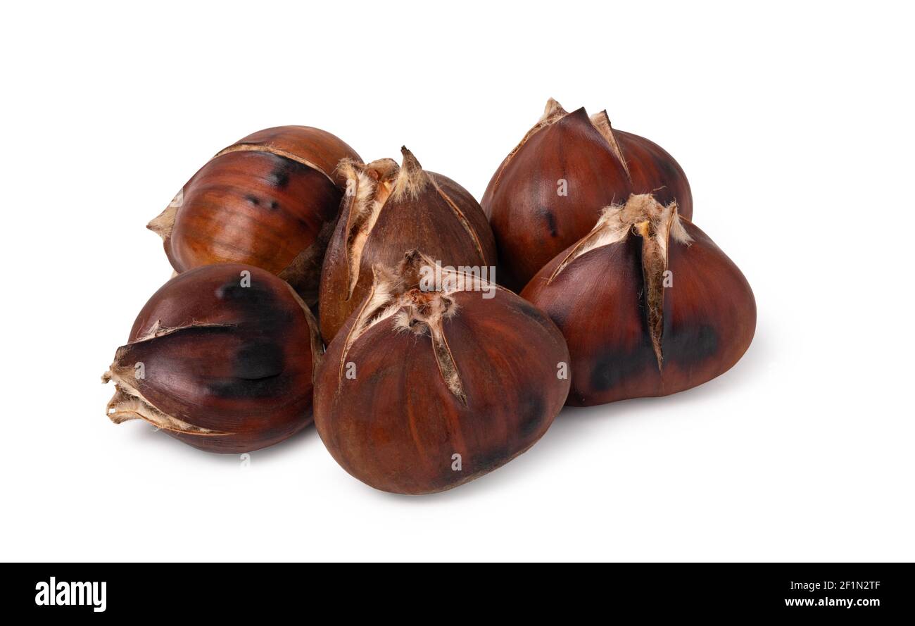 Chestnuts on a white background Stock Photo