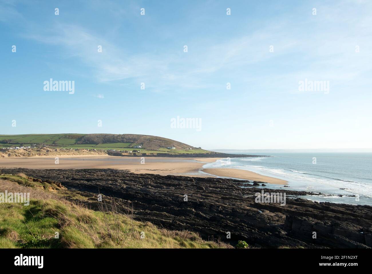 Landscape view of Croyde beach, North Devon UK Stock Photo - Alamy