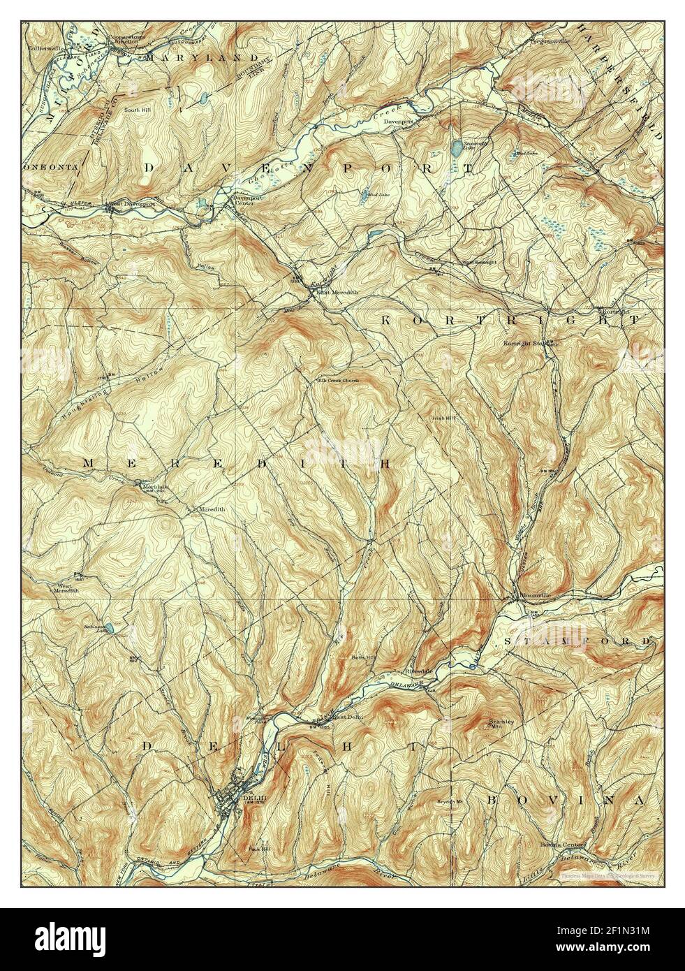 Delhi, New York, map 1911, 162500, United States of America by