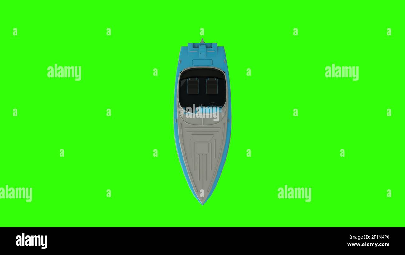 Boat on a green screen. Motor boat sailing over waves, 3d illustration  Stock Photo - Alamy