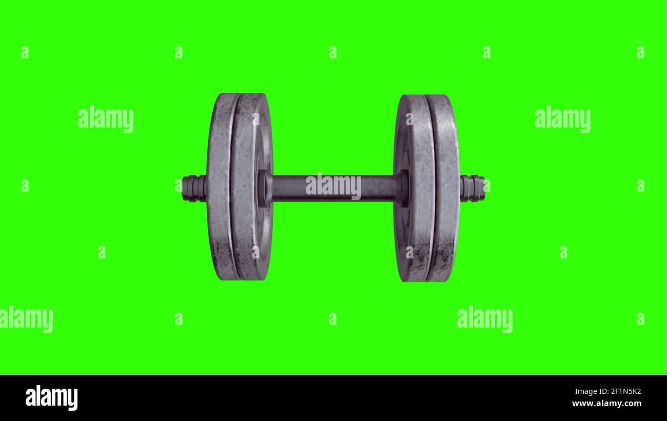Gym dumbbell on a green screen chromakey background, 3d illustration Stock Photo Alamy