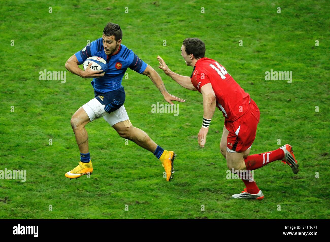 Sofiane Guitoune Fra George North Pays De Galles Wales During The Rbs 6 Nations Championship Rugby