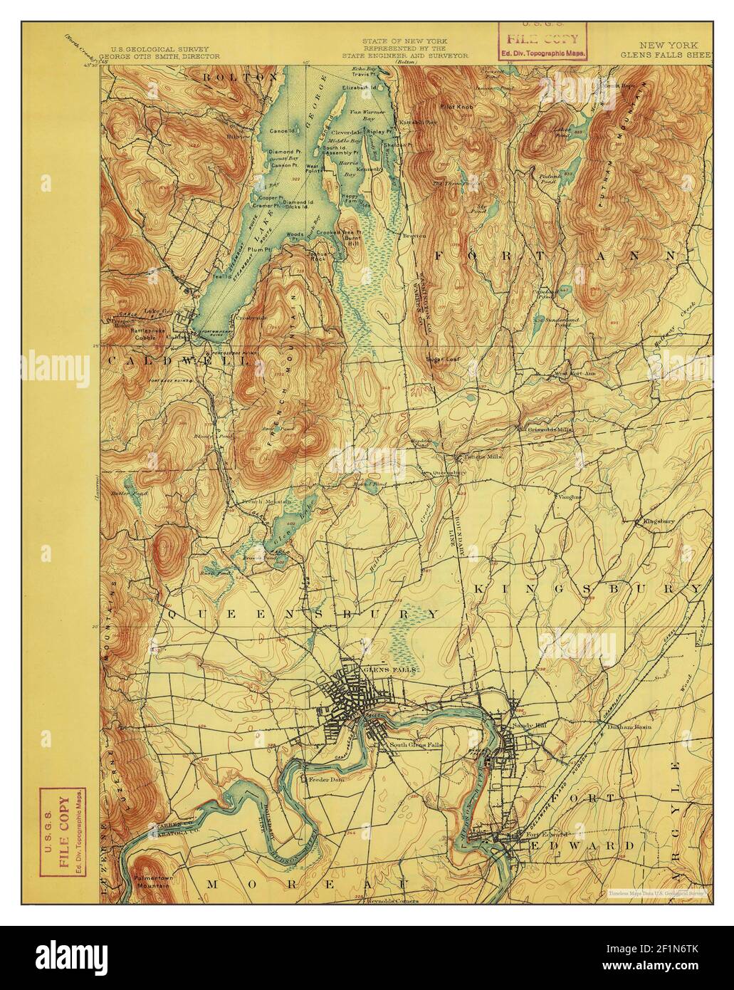 Glens Falls, New York, map 1897, 162500, United States of America by Timeless Maps, data U.S