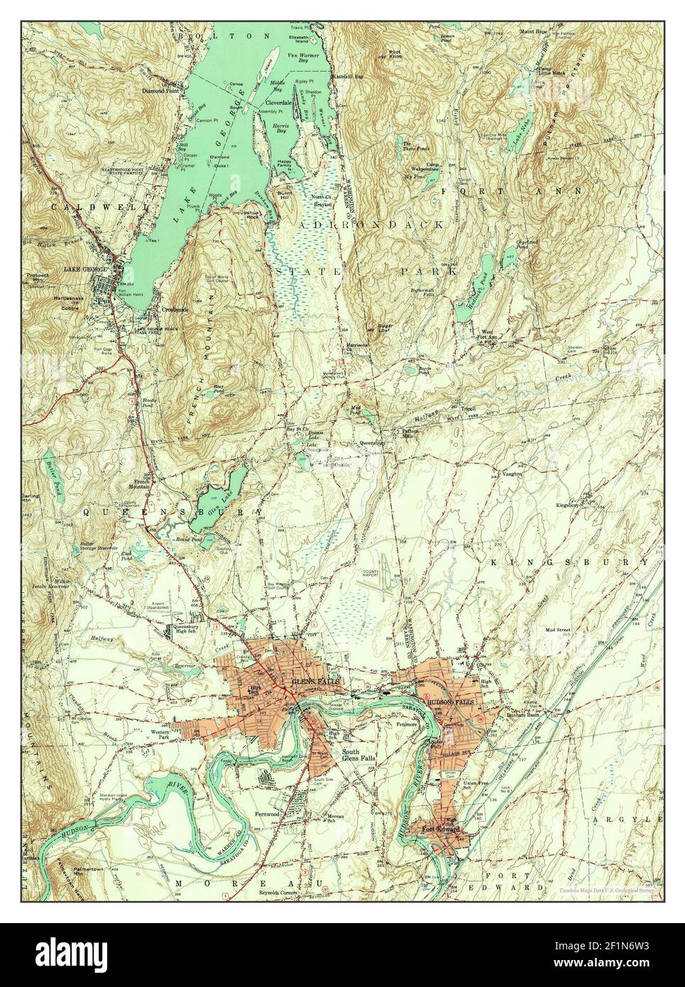 Glens Falls, New York, map 1955, 162500, United States of America by Timeless Maps, data U.S