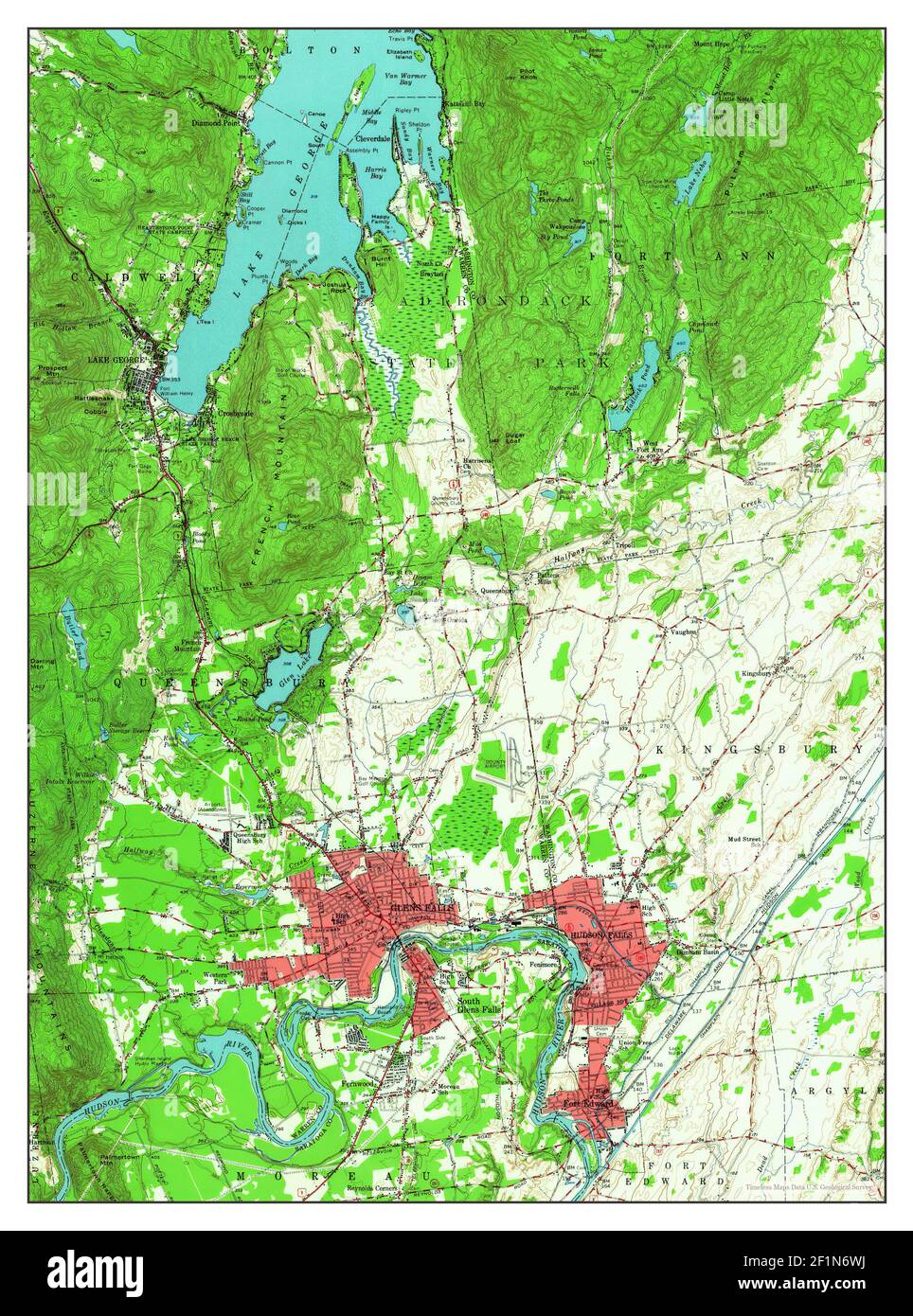 Glens Falls, New York, map 1955, 162500, United States of America by