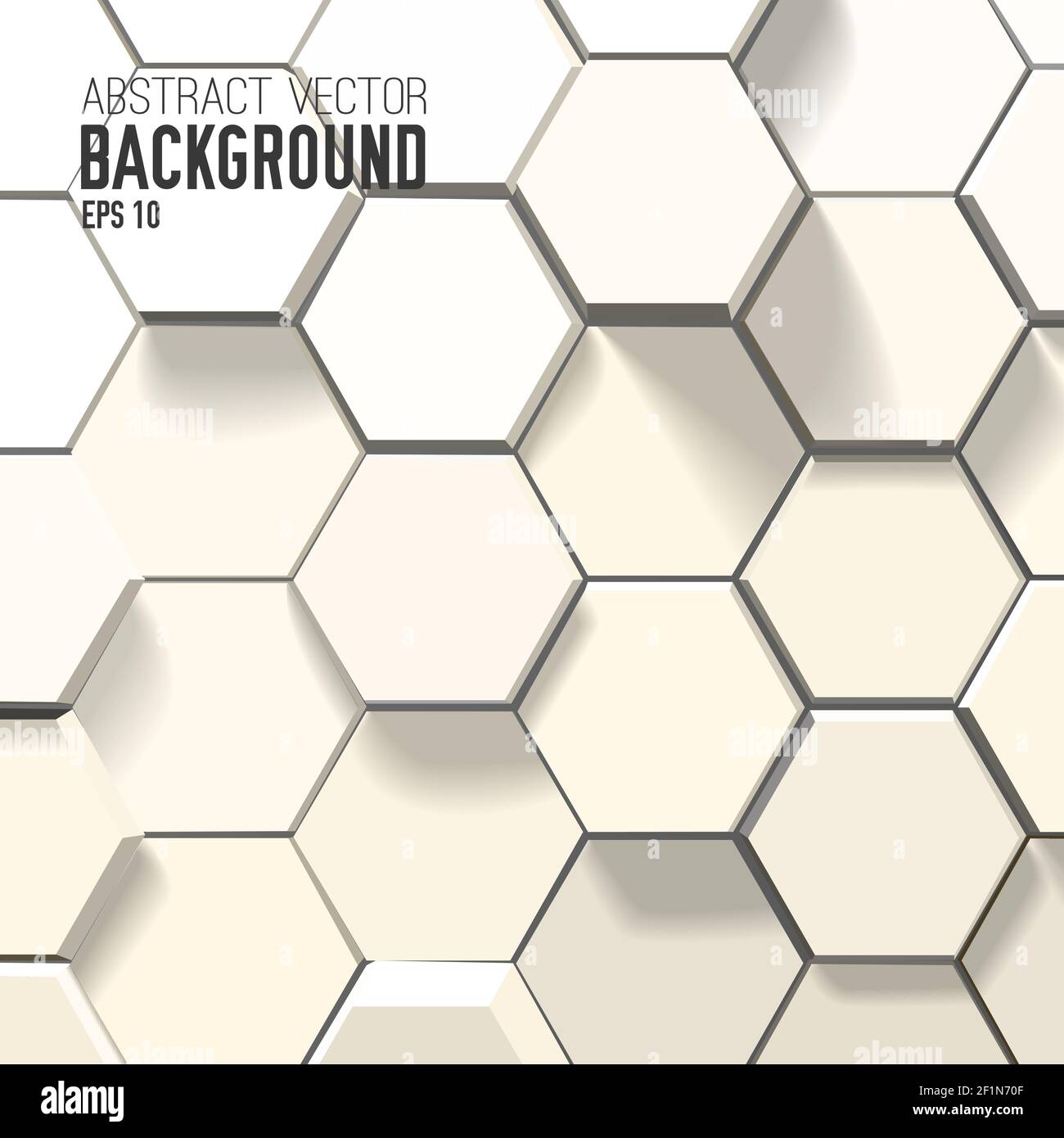Light abstract background with 3d white hexagons in mosaic geometric ...