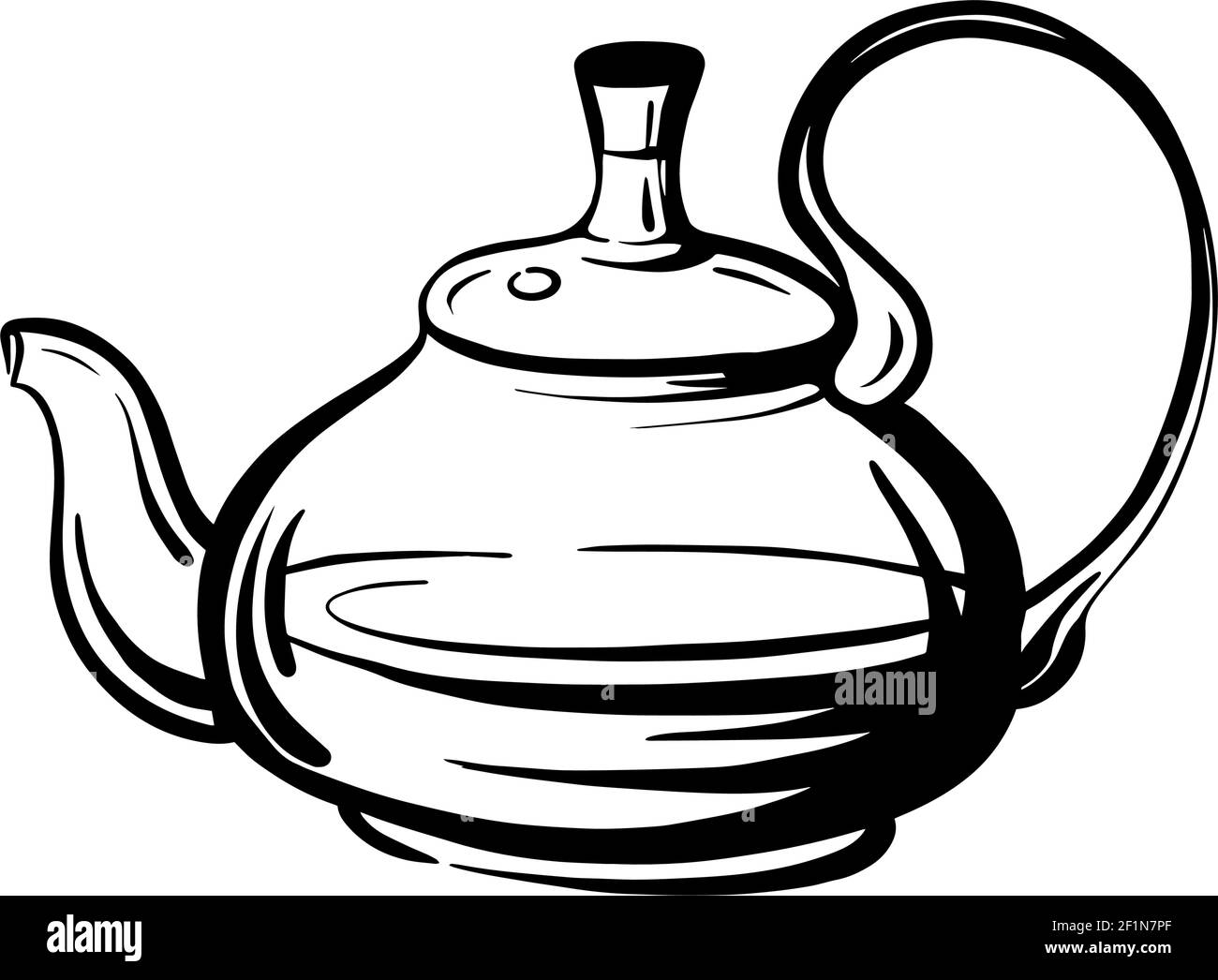 Teapot sketch. Glass Kettle.Handdrawn vector illustration Stock Vector