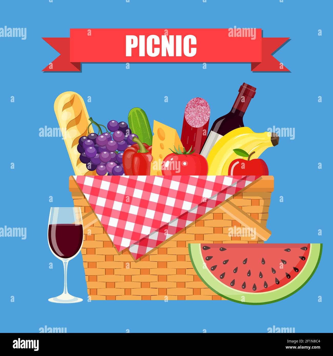 WIcker picnic basket Stock Vector Image & Art Alamy