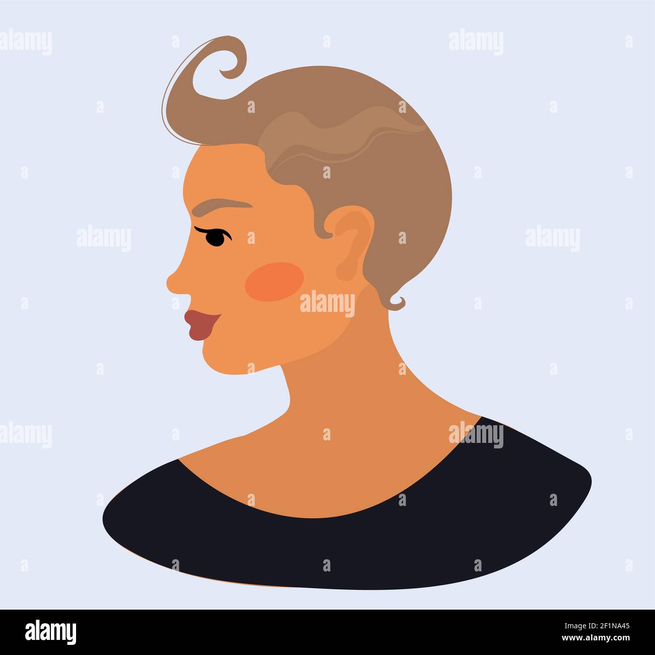 Blond woman girl with short hair. Vector illustration Stock Vector