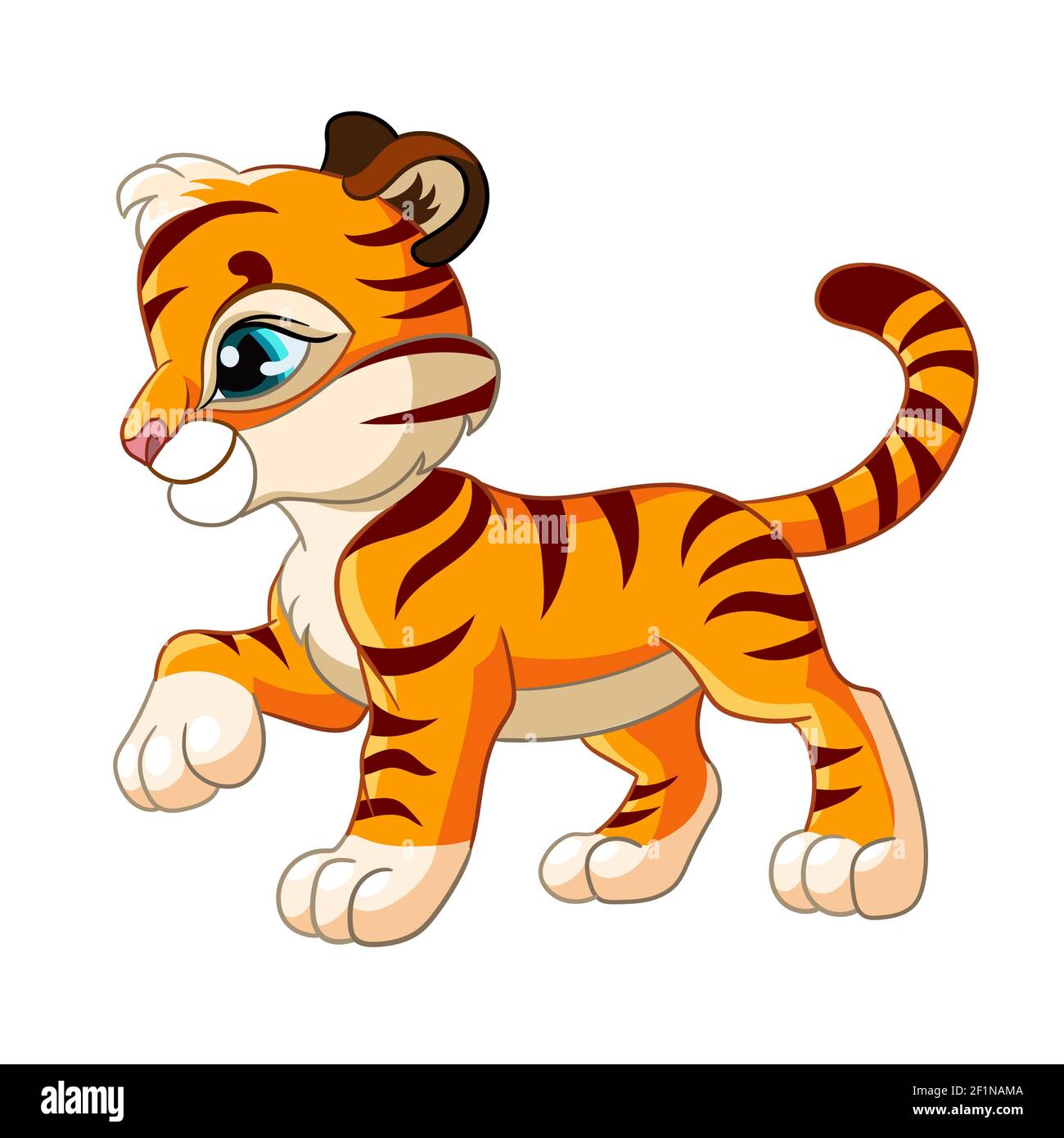 Little cute tiger. Cartoon character. Vector isolated colorful ...