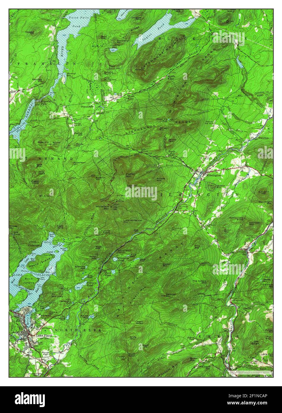 Lake Placid, New York, map 1953, 162500, United States of America by