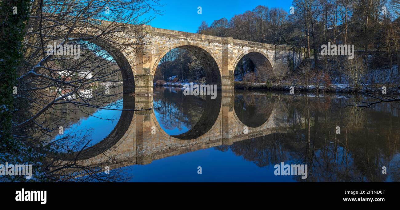 Prebends Bridge in winter, Durham City, County Durham, England, United Kingdom Stock Photo