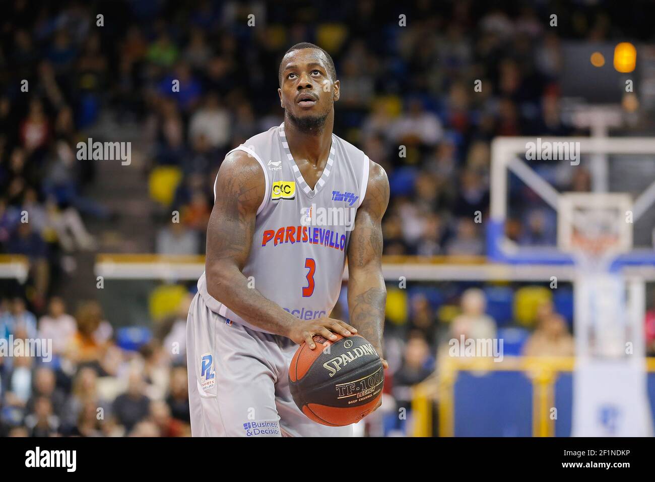 Chris Jones (Paris Lavallois Basket) during the French Championship ProA  match between Paris Levallois Basket and Pau-Lac-Orthez, on October 24,  2015 , at Palais des Sports Marcel Cerdan, Levallois, France. Photo Stephane