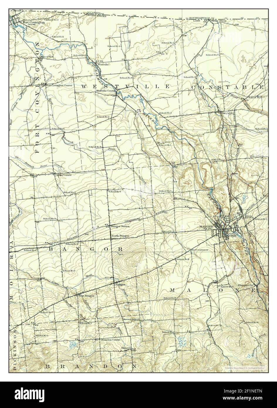Malone, New York, map 1915, 162500, United States of America by