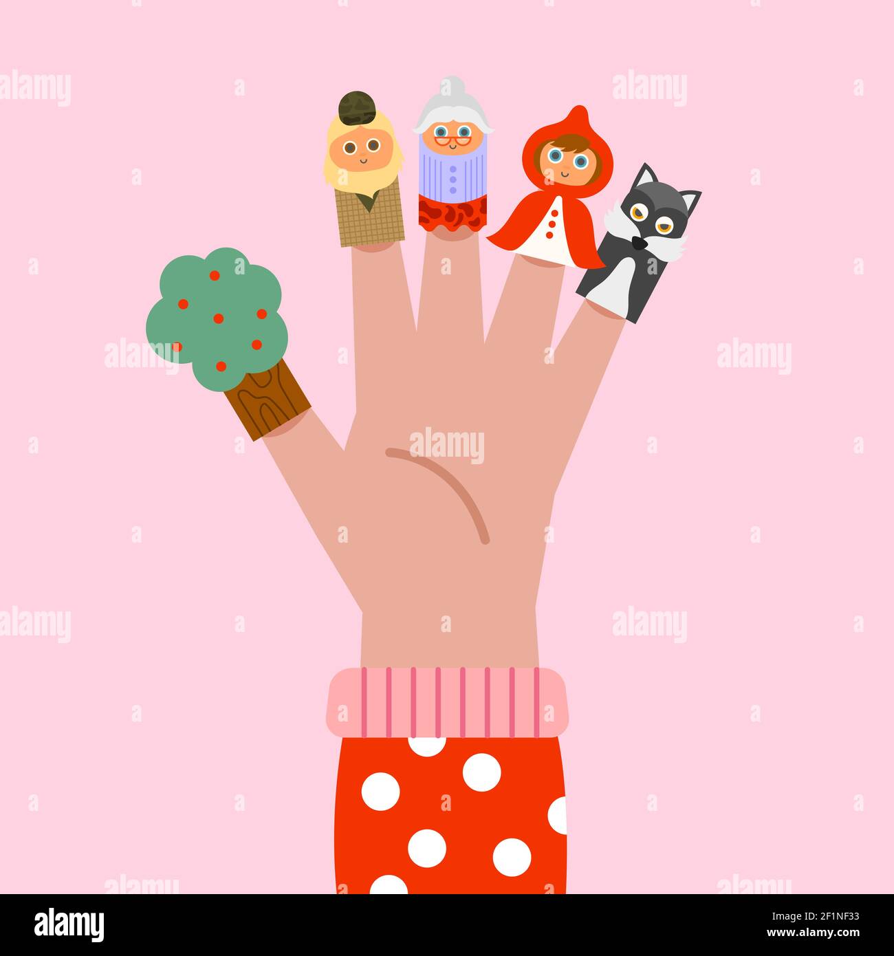 Organic flat finger puppet collection Vector illustration Stock Vector