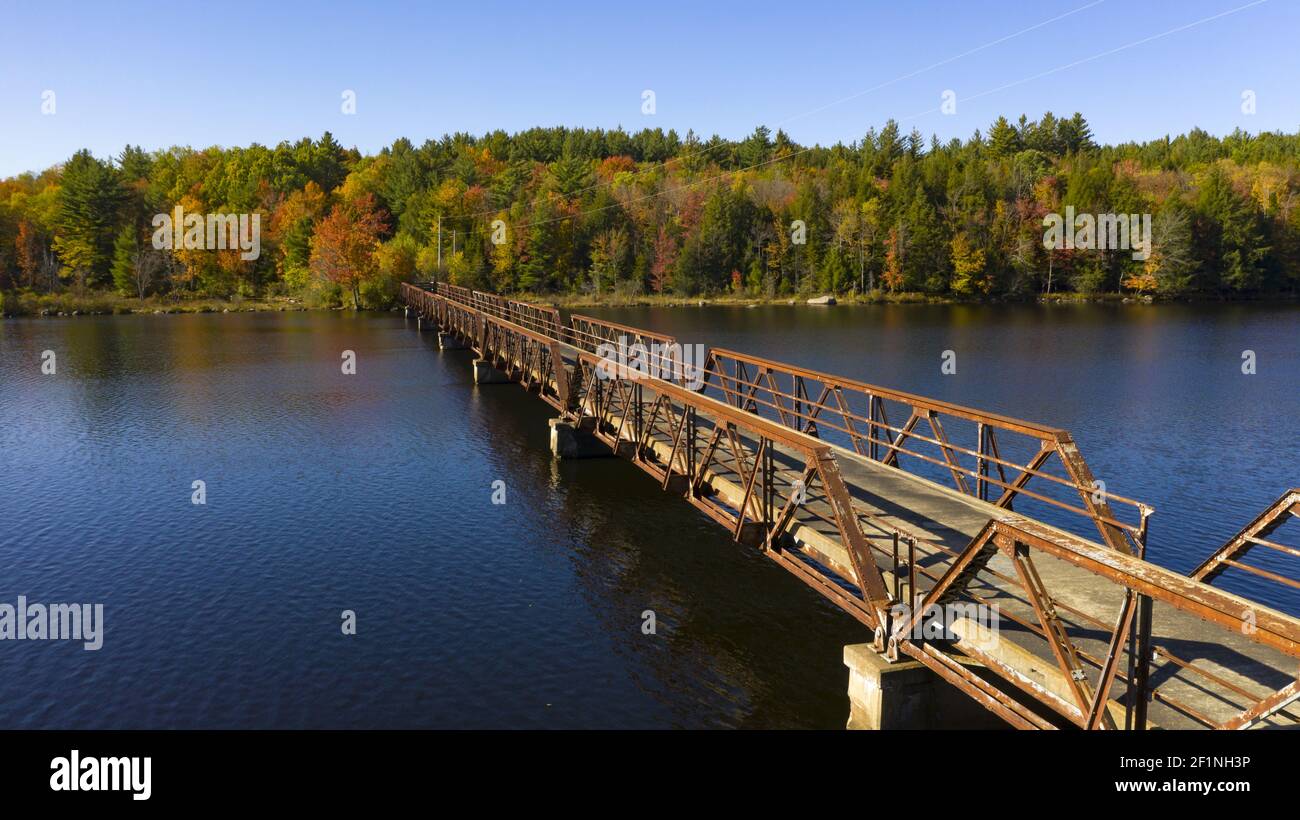 Pedestrian Bridge Lake Crossing Adirondack State Park New York Stock Photo