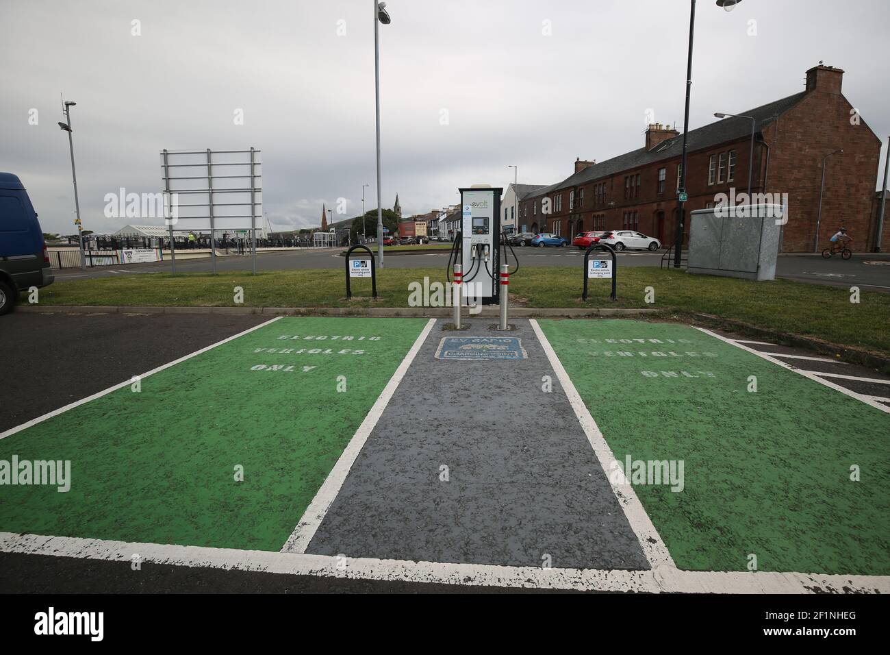 Knockcushan Street, Girvan, Ayrshire,Scotland, UK. Electric vehicle