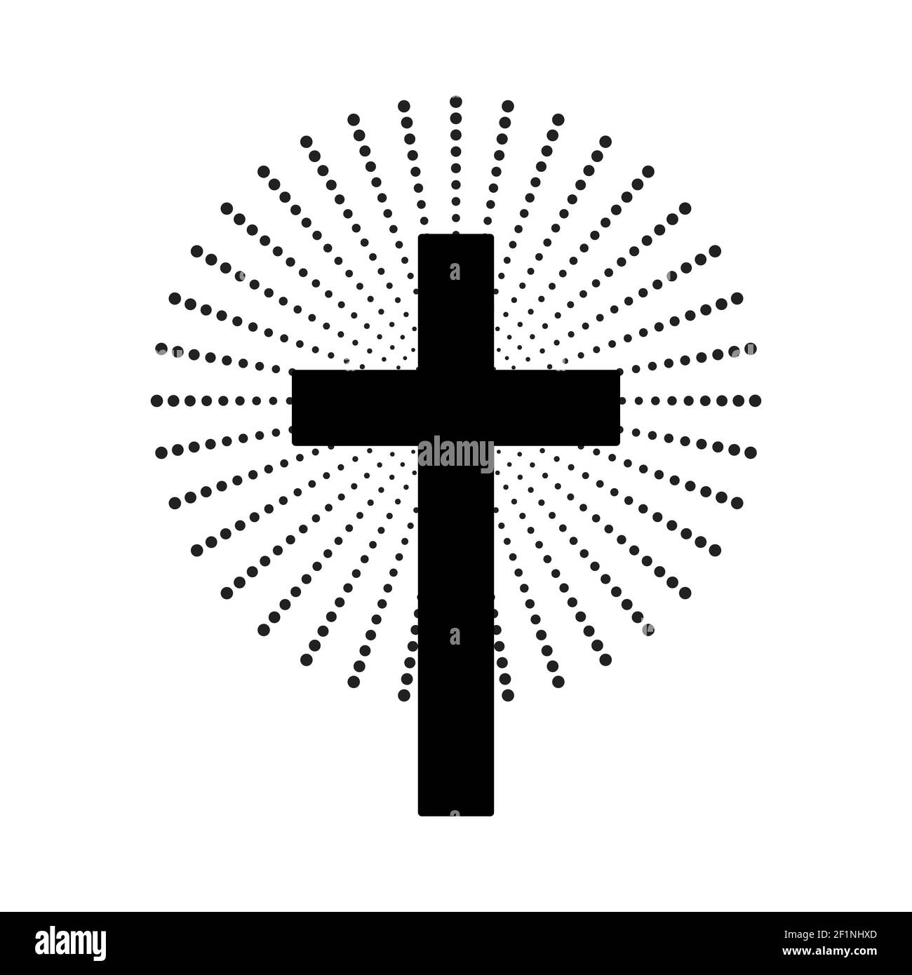 Christian cross with abstract dotted sun rays. Christian cross icon